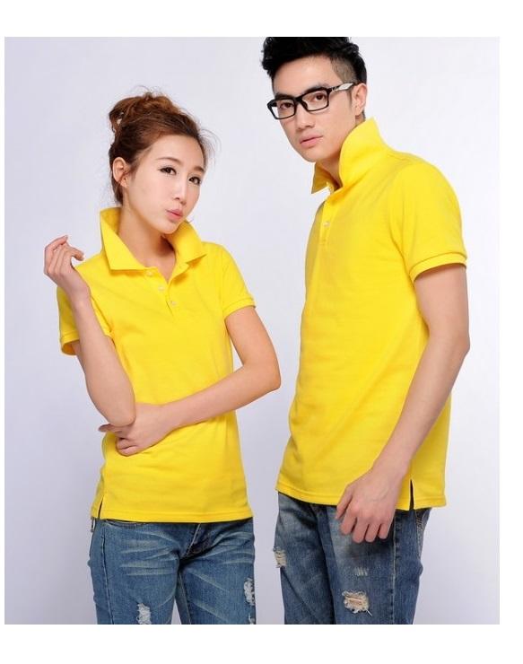 ÁO THUN P0-LO  CÁ SẤU CỔ TRỤ  MÀU VÀNG TAY NGẮN NAM / NỮ CAO CẤP  CHẤT XỊN 11