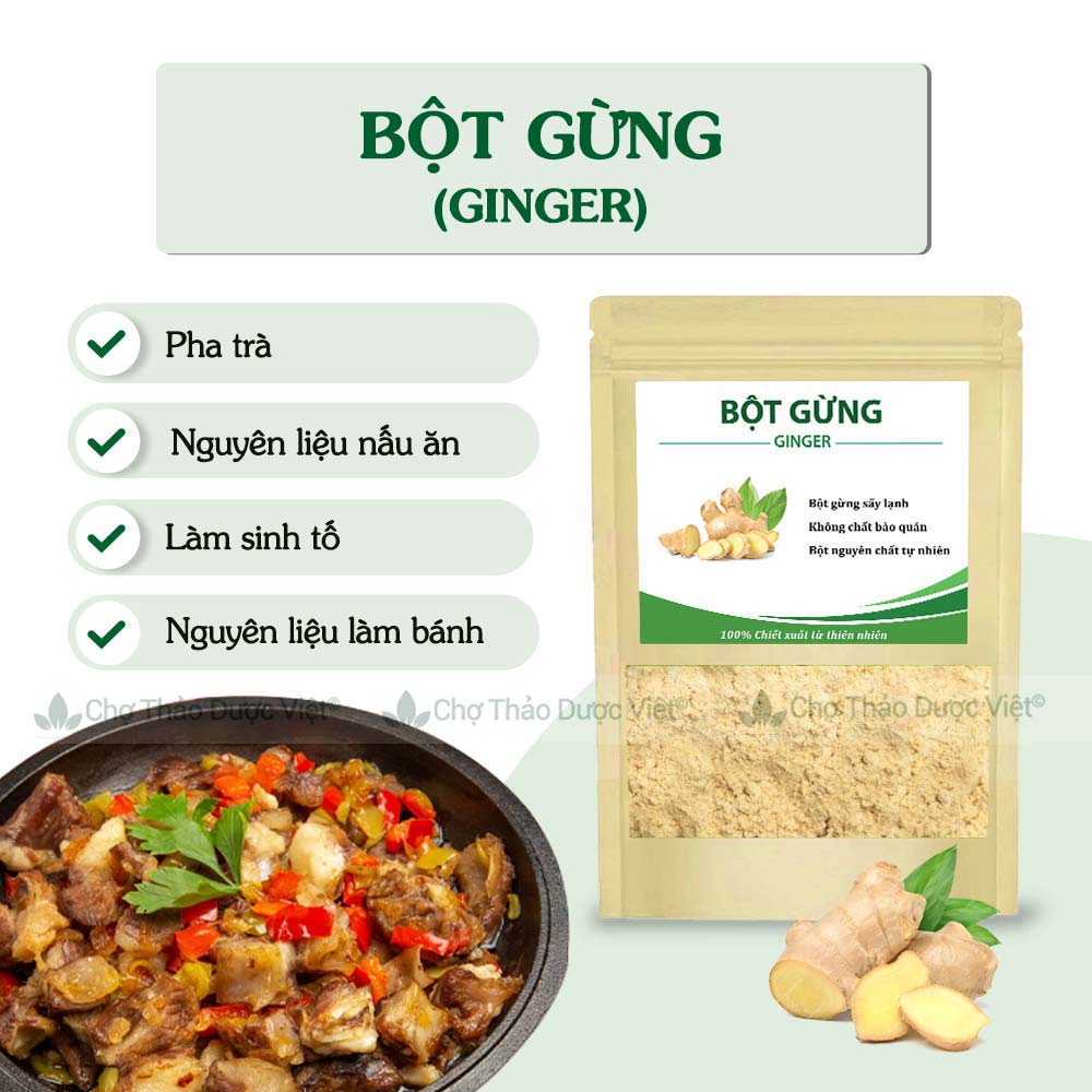 Bột gừng 100g, nguyên chất, cay, thơm, mịn, gia vị nấu ăn, pha trà, giải cảm, tăng sức đề kháng