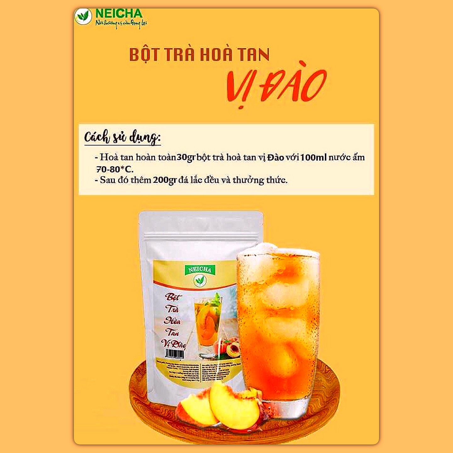 (500gr)Bột Trà Đào PHA SẴN TIỆN LỢI thơm ngon đúng vị.