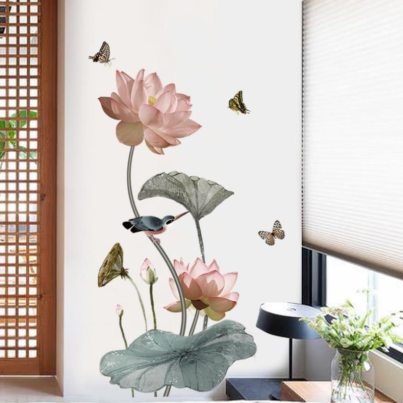 Decal dán tường bông sen nâu GS9382