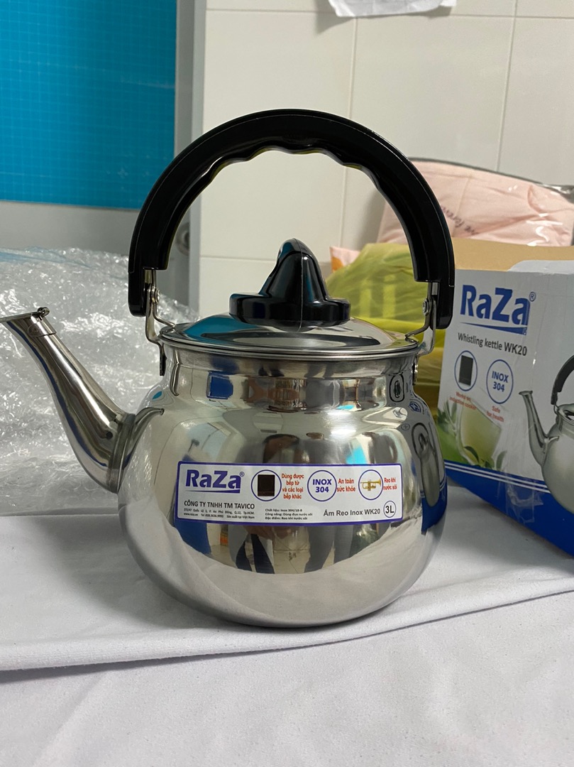 Ấm đun nước RAZA inox 304 sử dụng được bếp từ dành cho mọi loại bếp