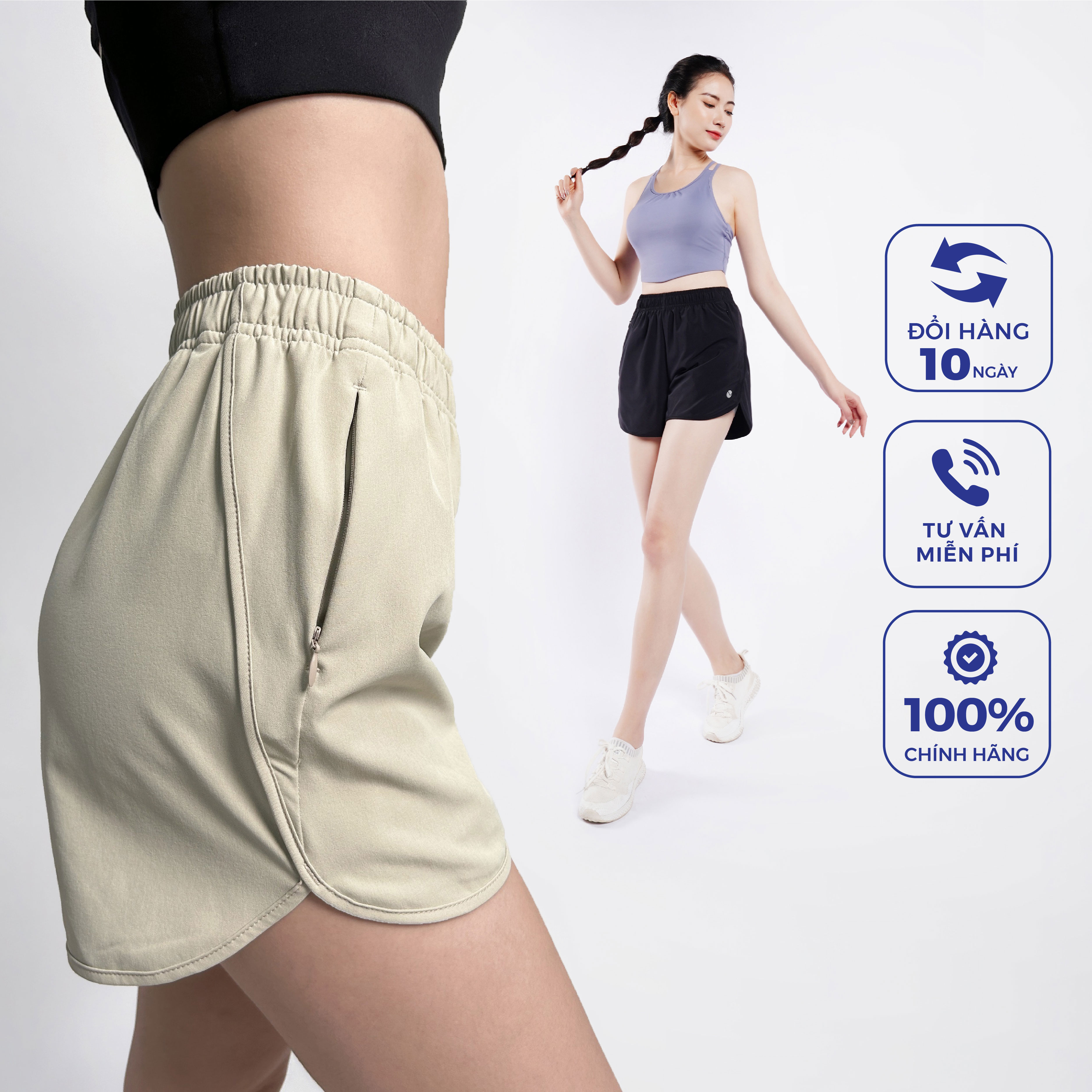 Quần Đùi Tập Thể Thao Nữ Livan Sport Có Khoá Túi 2 Bên, Quần Short Nữ 1 Lớp Nhiều Màu Sắc Lựa Chọn