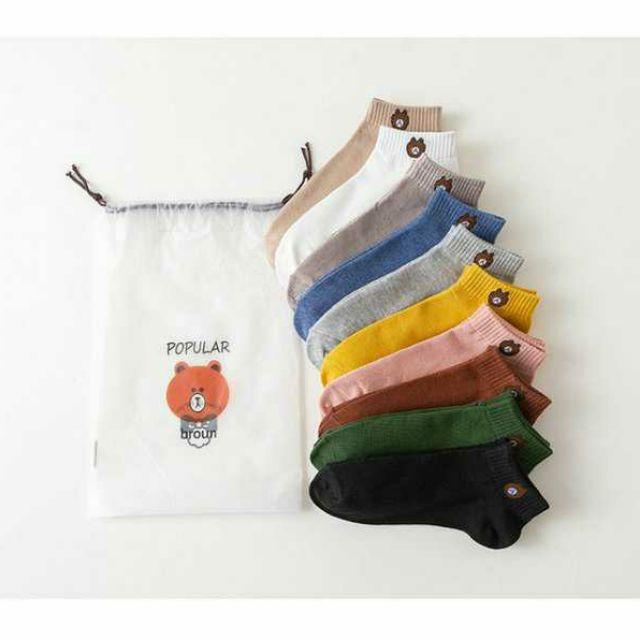 Set 10 đôi tất gấu túi zip