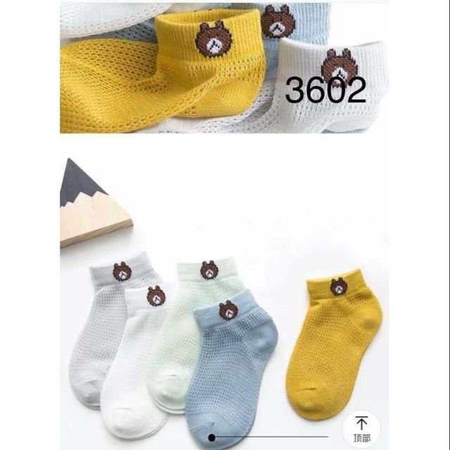 [HCM]Set 5 đôi tất gấu lưới thông hơi cho bé