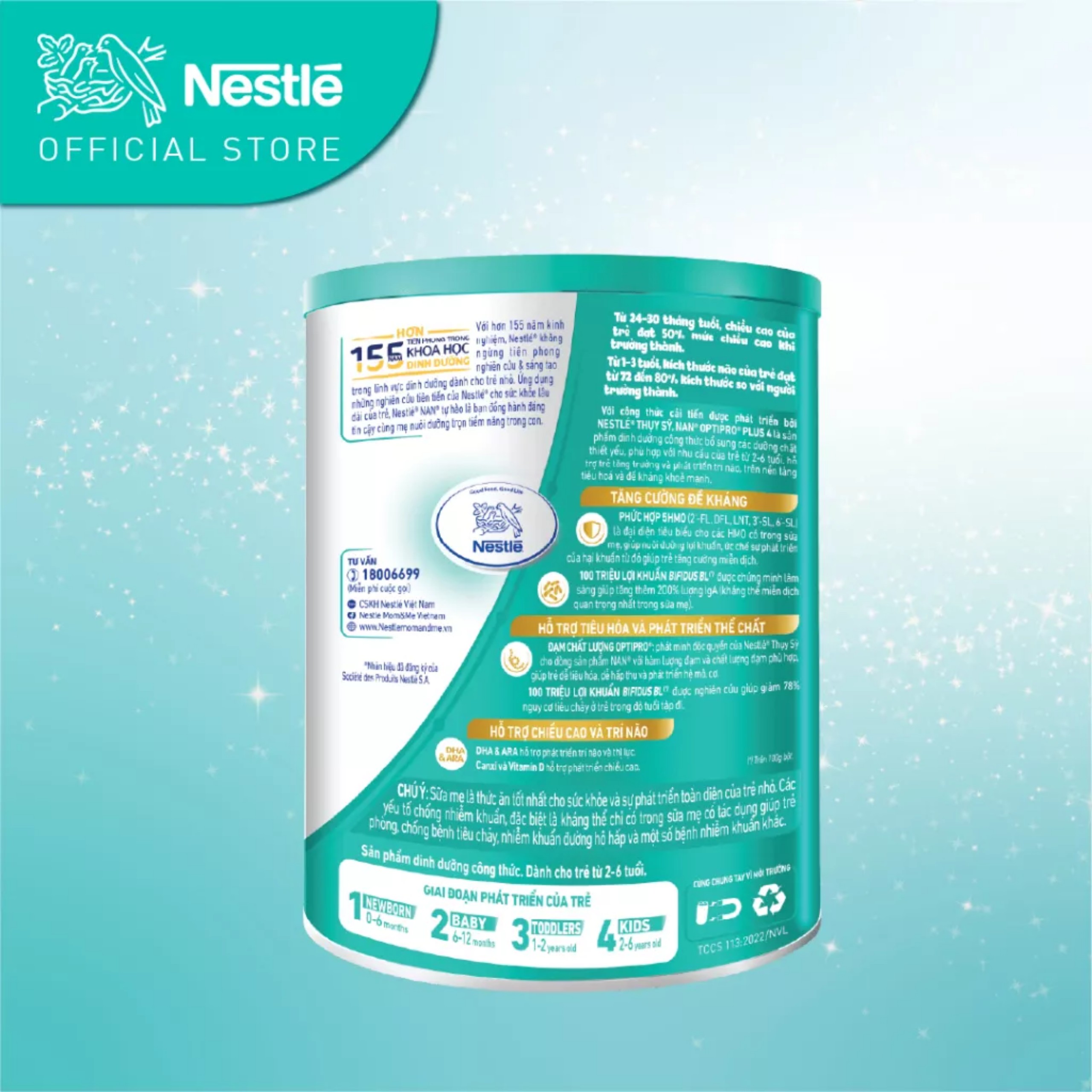 (HSD T2-2026) (MẪU MỚI) Sữa Bột Nestle NAN OPTIPRO PLUS 5HMO Số 4 – Hộp 800g.