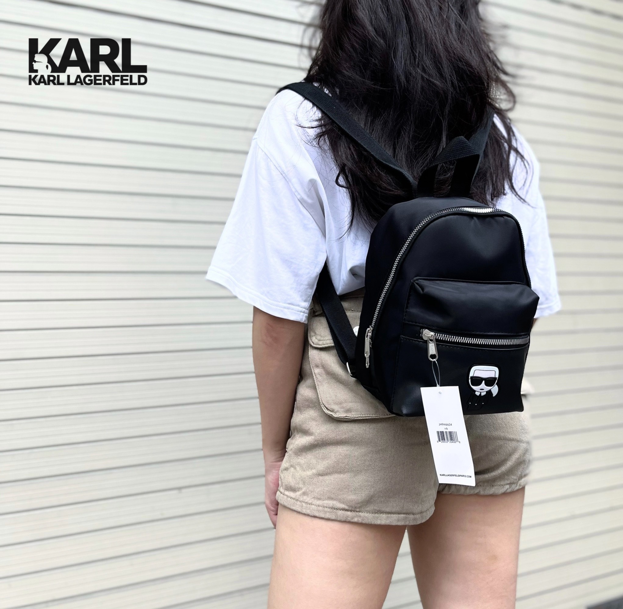 {HCM}_BALO MINI " BACKPACK MINI LOGO KARL LAGERFELD NEW 2023 (22cm-10cm-6cm)