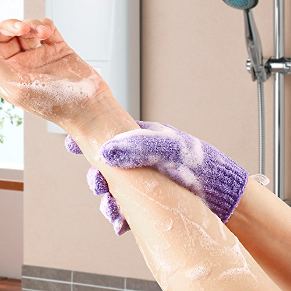 Găng tay tắm tẩy da chết - Găng tay tẩy tế bào chết cho cơ thể bằng vải nylon