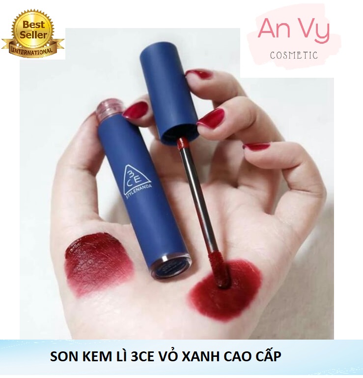Son kem lì 3ce vỏ xanh velvet lip tint speak up màu đỏ đất - mẫu mới