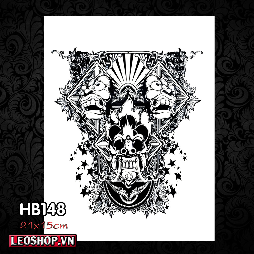 Hình Xăm Dán Họa Tiết, Hoa Văn Lưng Ngực Nam (21x15cm)