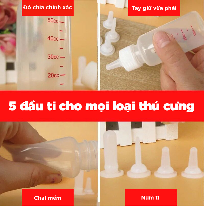 Bình Ti Bình Sữa Chó Mèo Sơ Sinh 60ml – 150ml