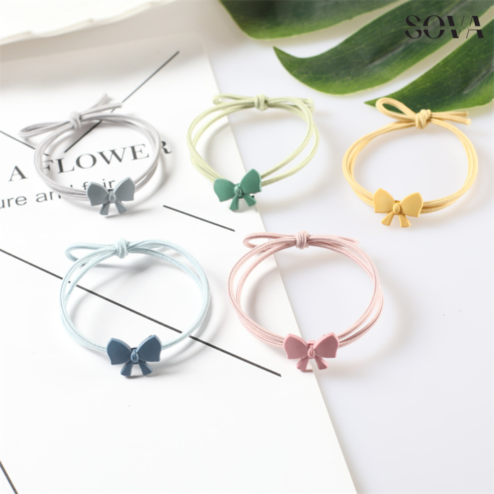 Dây cột tóc, thun buộc tóc hình nơ dành cho nữ, dây thun buộc tóc SOVA013