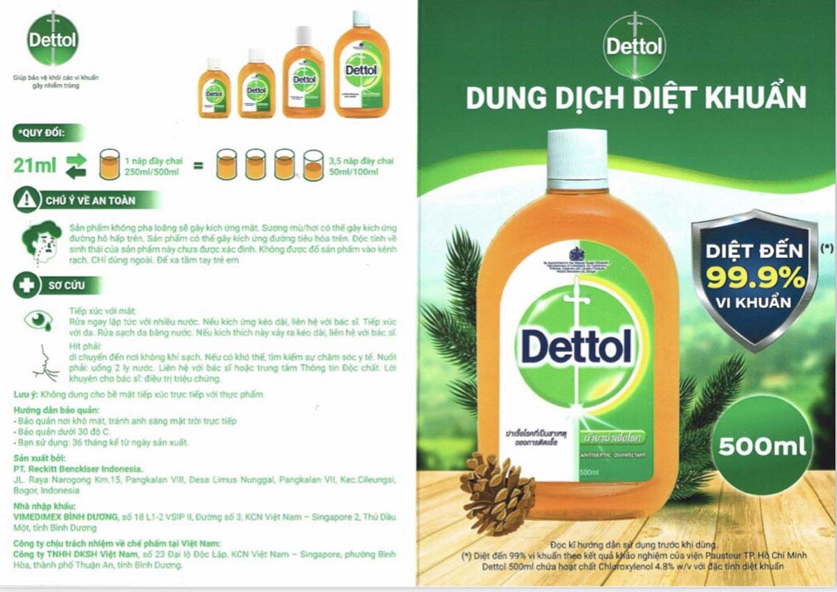 Combo 2 Dung dịch sát khuẩn Dettol 500ml