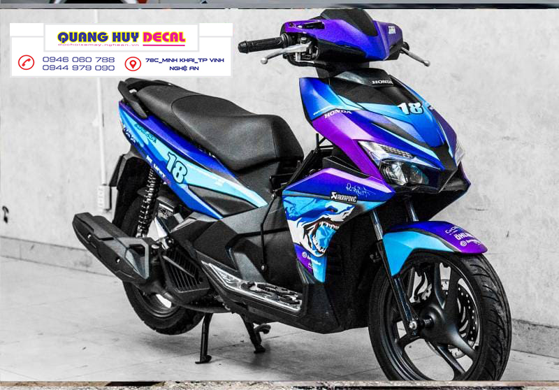 Tem trùm Air Blade cá mập xanh dương - Độ dán team trùm decal xe máy Air Blade cá mập xanh dương - Team trùm decal xe máy Air Blade rẻ đẹp và chất