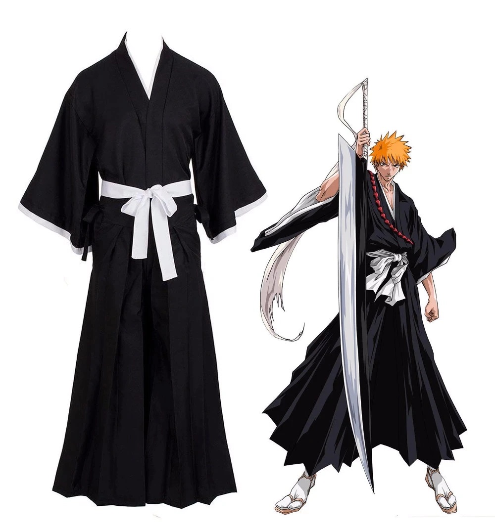 (Có Sẵn) Trang Phục Hóa Trang Bleach Kurosaki Ichigo Cosplay Cho Nam Nữ Truyền Thống Nhật Bản Kimono Dành Cho Người Lớn