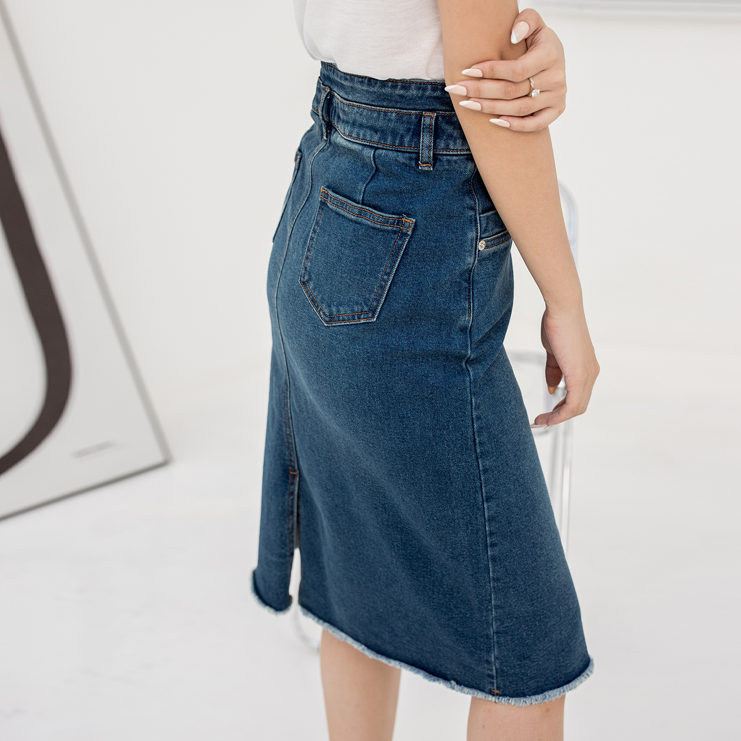 VÁY JEAN LỬNG MÀU XANH ĐẬM
