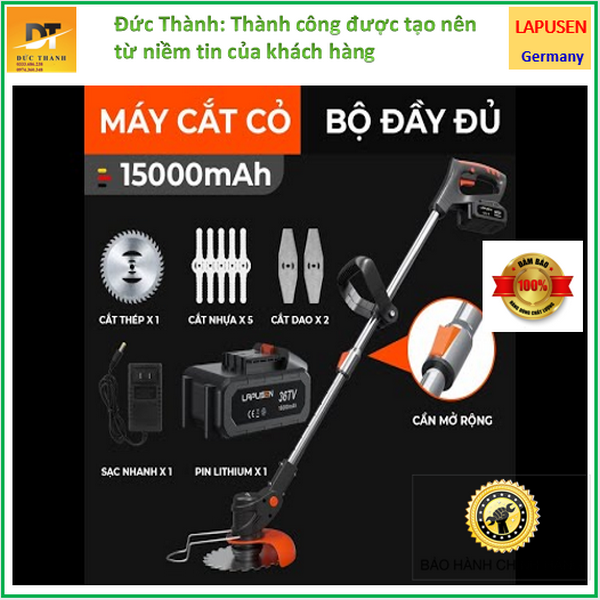 Máy cắt cỏ Pin Lapusen 118V. Nhập khẩu Đức
