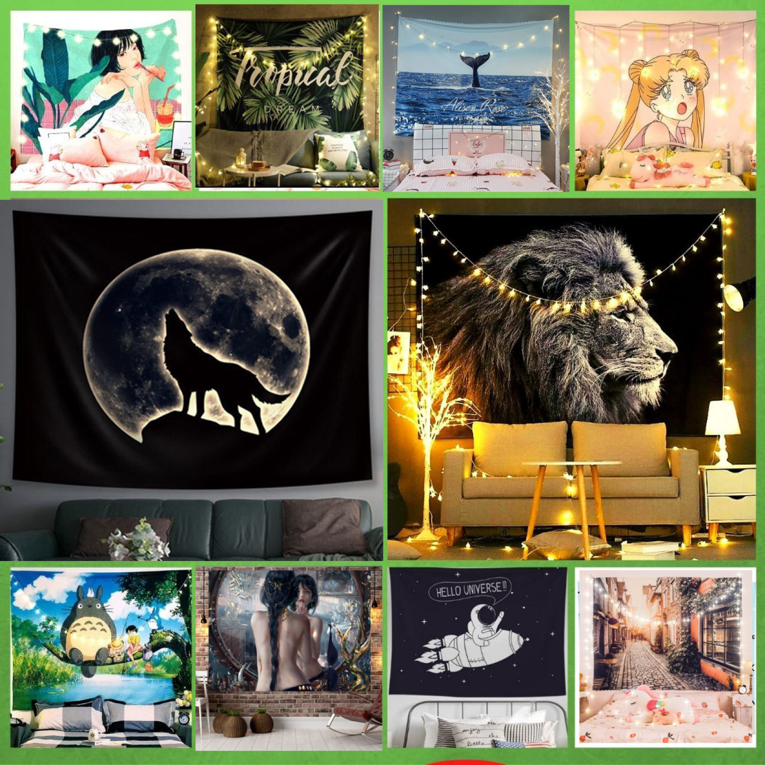 Thảm treo tường decor phòng ngủ size 150x130cm, tranh vải treo tường, decor phòng ngủ, thảm vải treo tường