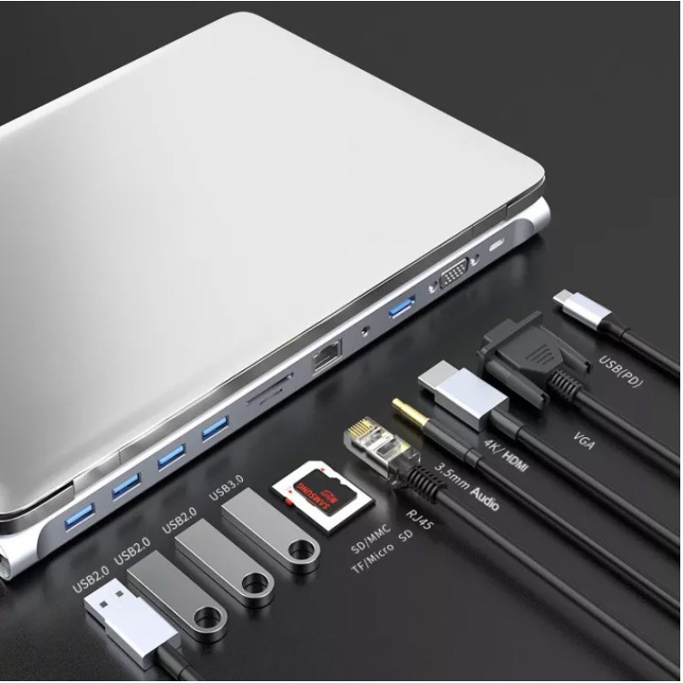 NIKKO Bộ Hub chuyển đổi 11 cổng/ USB-C/ Type C Adapter