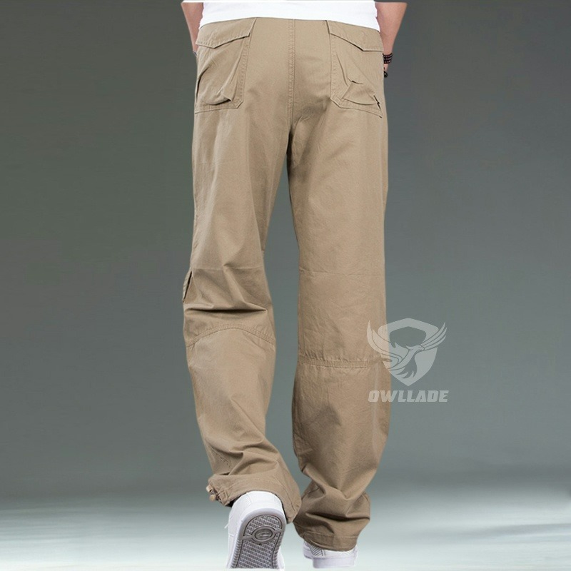 Owlade men's tactical cargo pants A1129 khaki loose cargo pants