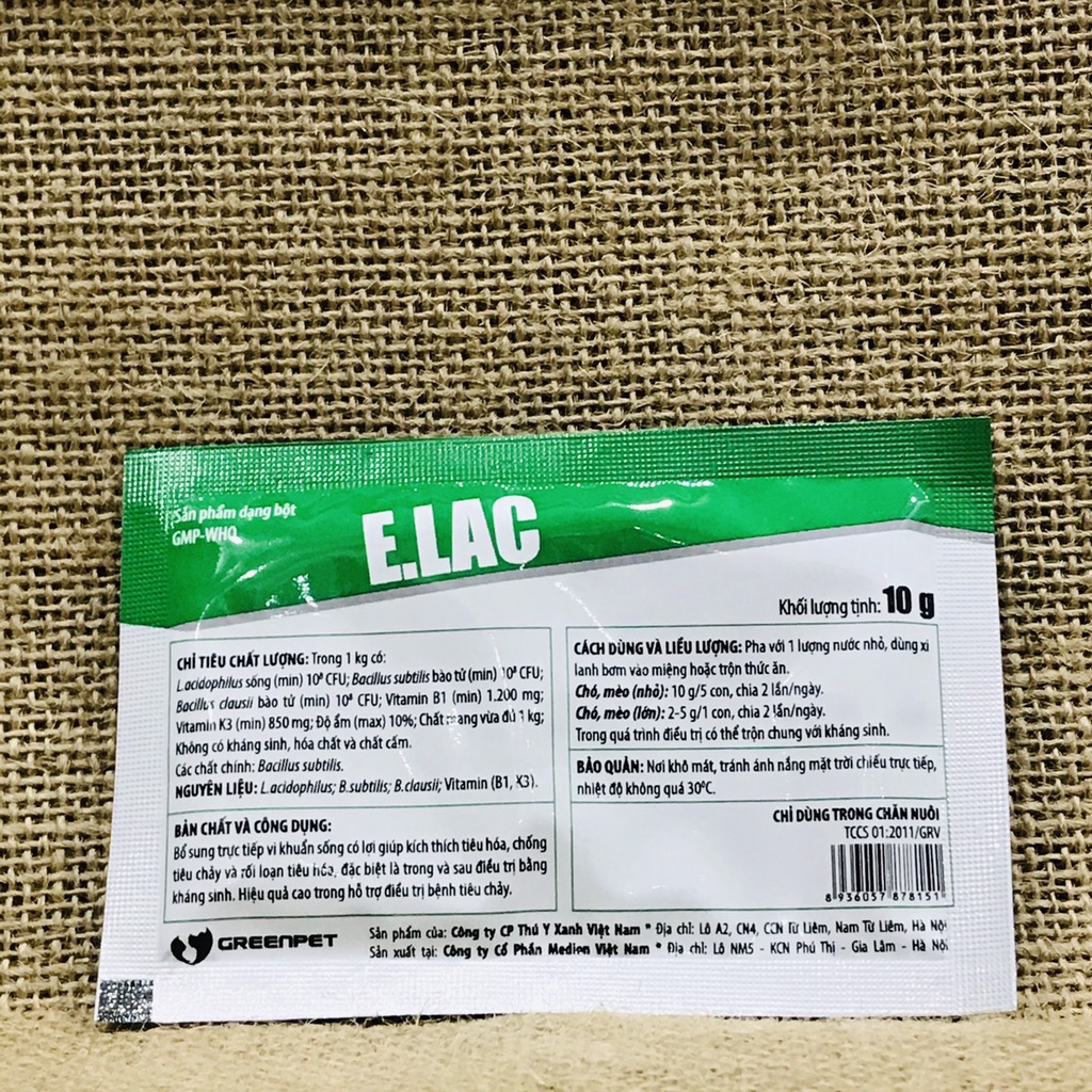 Men Tiêu Hóa ELAC Cho Chó Mèo - Gói 10G