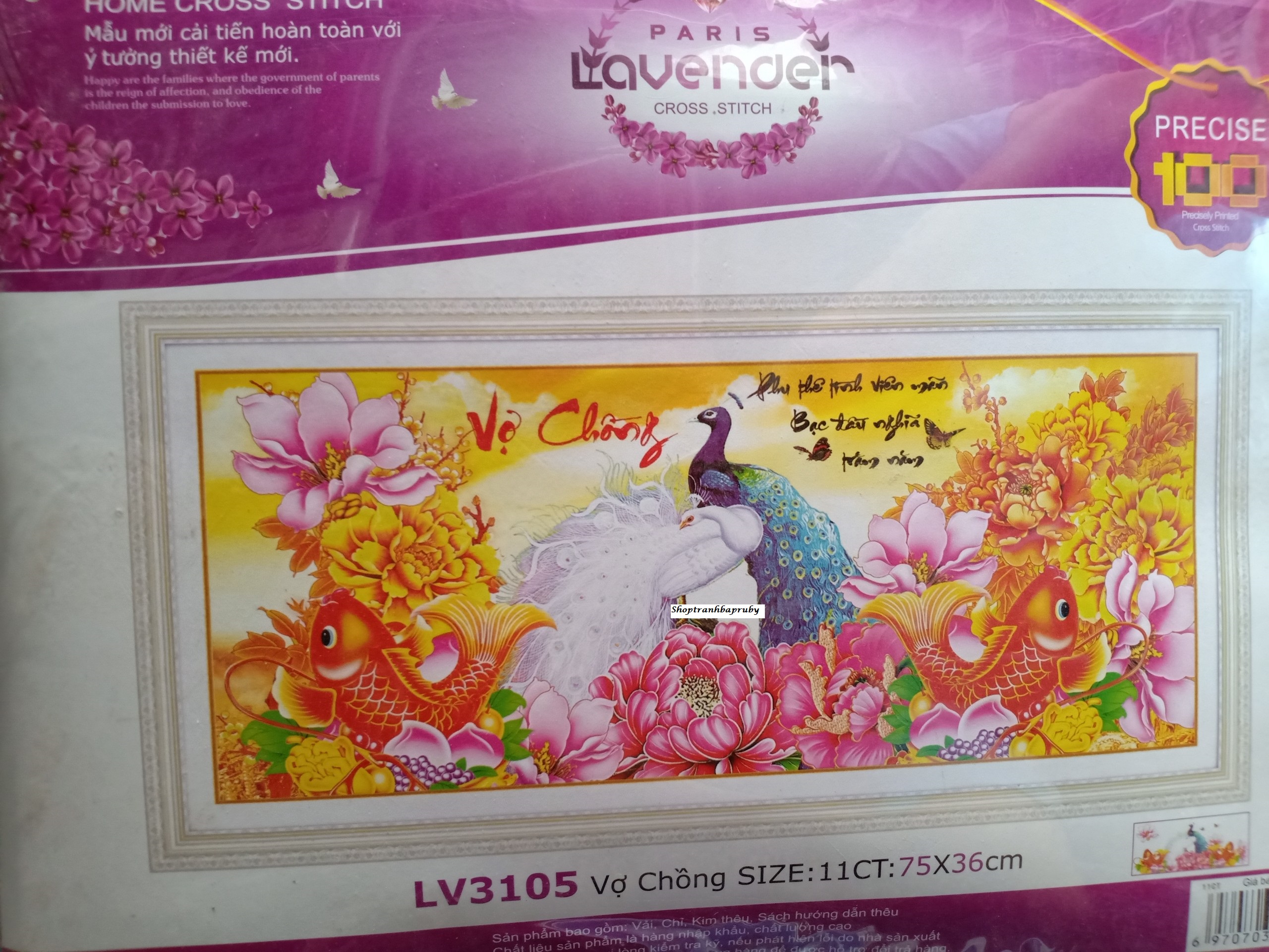 [HCM]Tranh thêu Vợ Chồng LV3105 kích thước 75 x 36cm Tranh Mariko