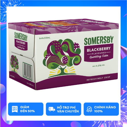Somersby Cider Blackberry Mâm Xôi - 1 thùng 12 chai 330ml