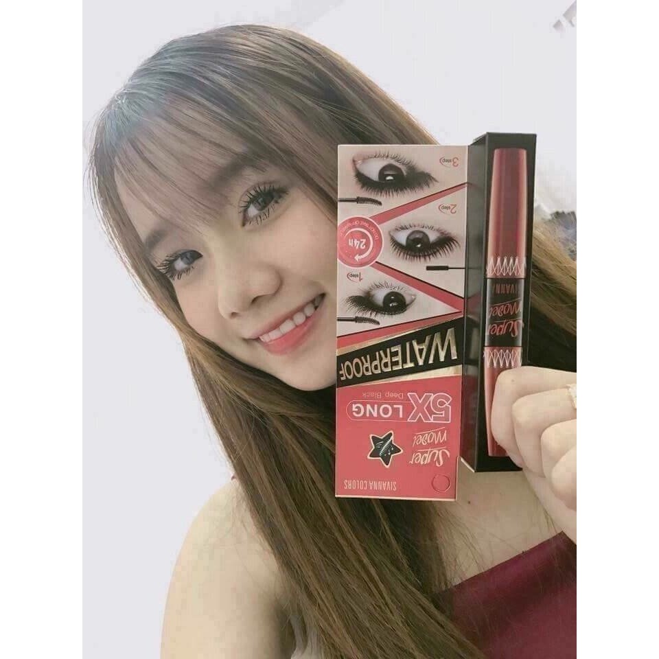Mascara nối mi 2 đầu Super Model 5X Long Deep Black Warterproof