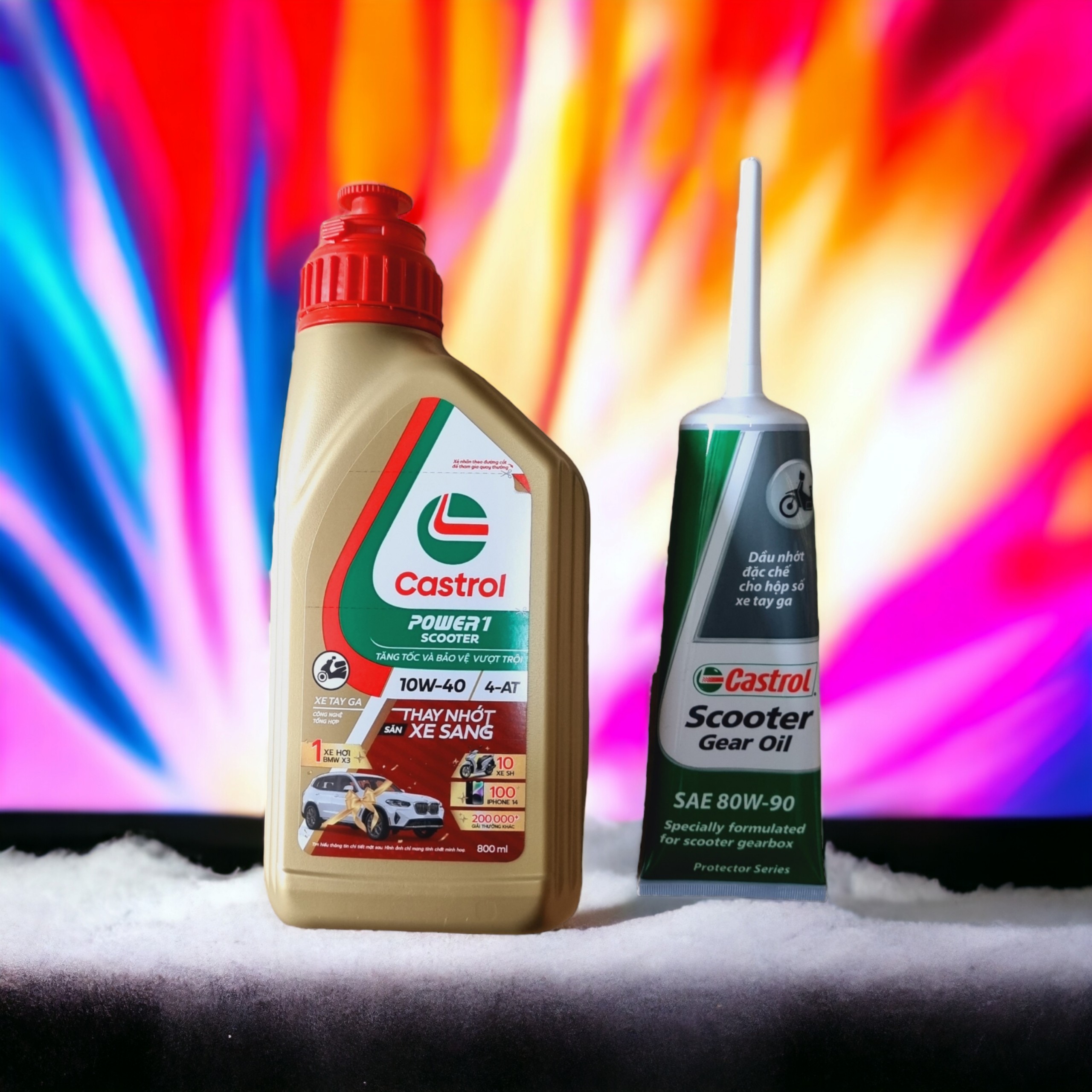 Nhớt tay ga castrol power1 10w-40 0,8l và nhớt láp