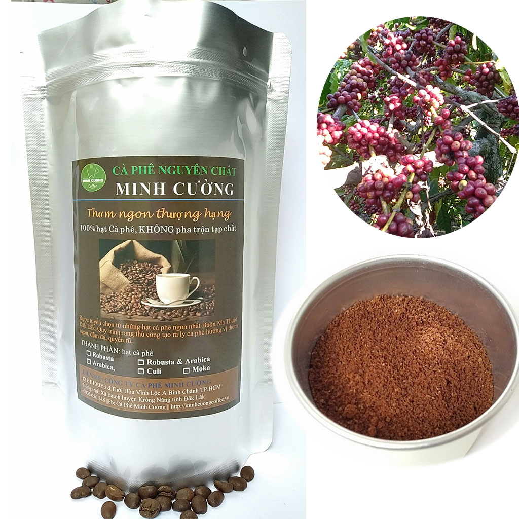 Cà phê pha phin nguyên chất NGON Gu mạnh, hương vị đậm đà – 500gr Cafe nguyên hạt hoặc xay bột pha phin – Cà phê Minh Cường
