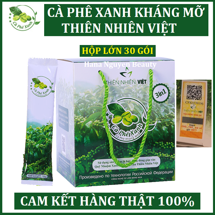 1 hộp cà phê xanh lớn 30 gói