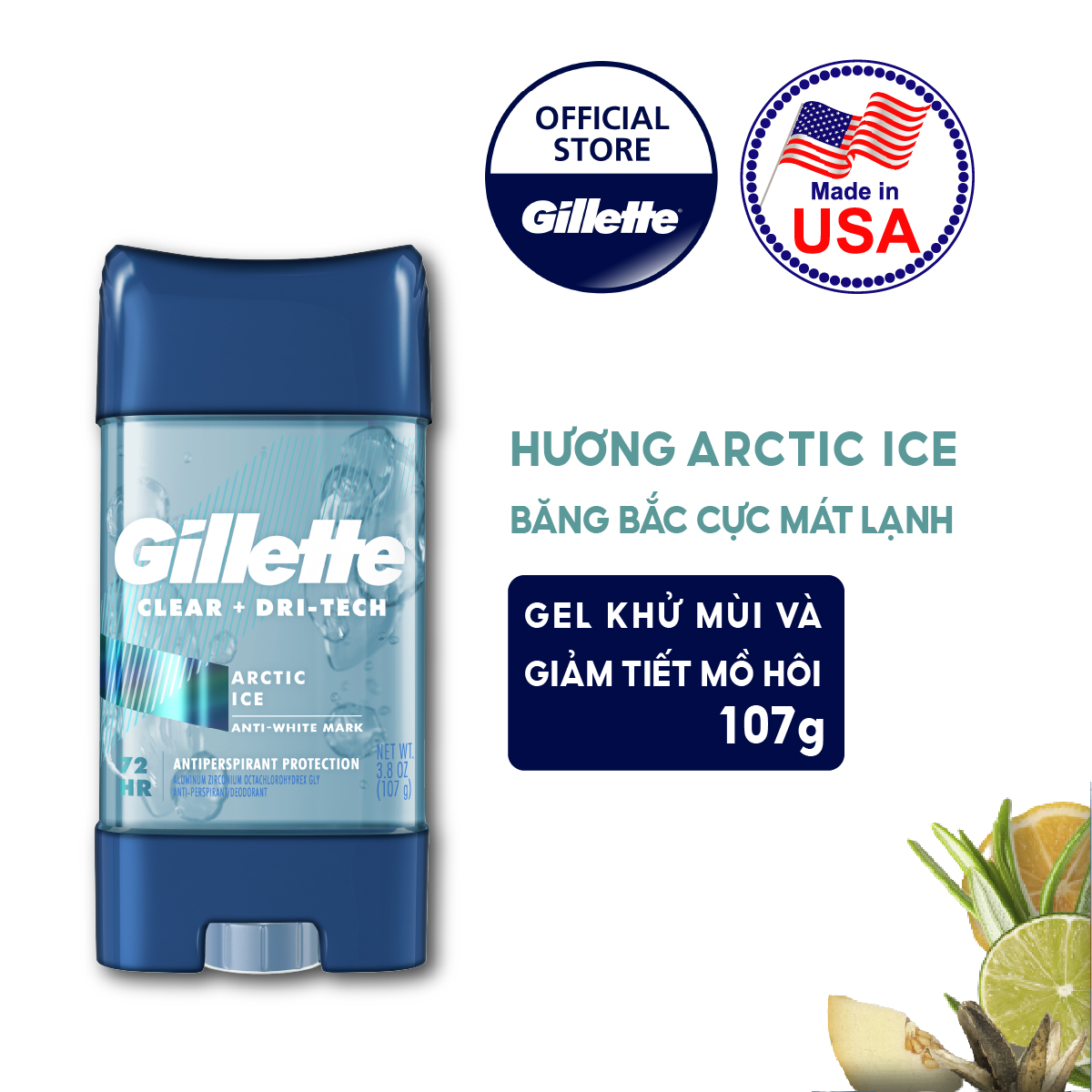 Lăn Khử Mùi Cho Nam Gillette Cool Wave | Artic Ice 107g - Hàng Nhập Khẩu Mỹ