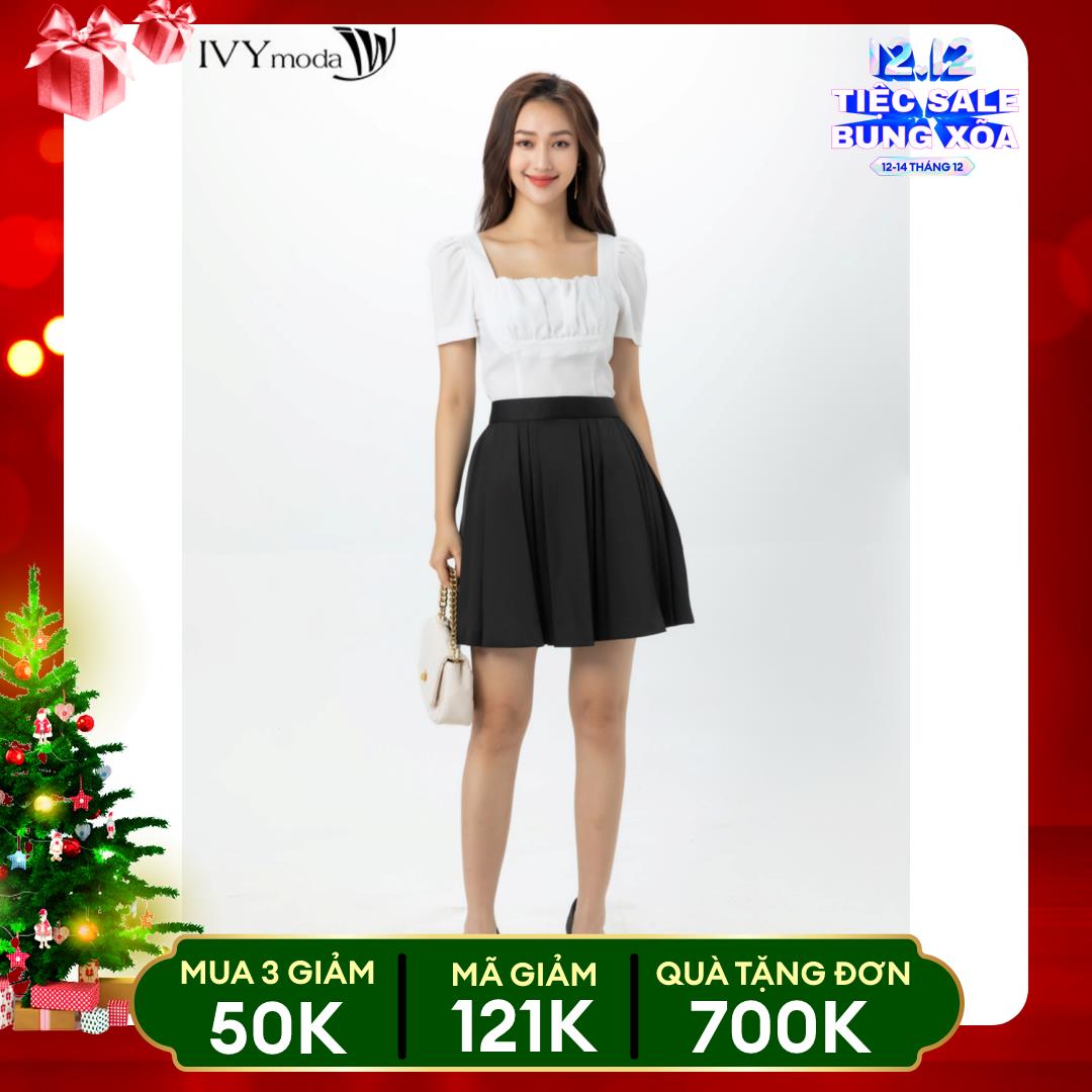 [TỪ 15-19.1|VOUCHER 150K] Chân váy xếp ly so le IVY moda MS 31B9306