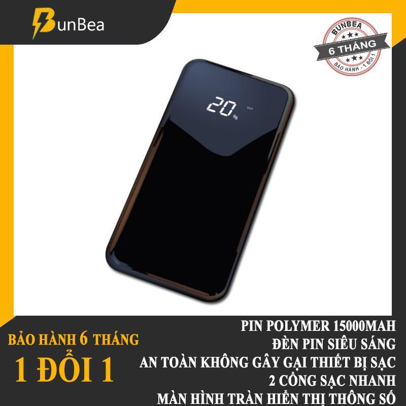 Giá Pin Sạc dự phòng 15000mah màn hình tràn trong suốt lõi pin polymer 2 cổng sạc nhanh an toàn B3