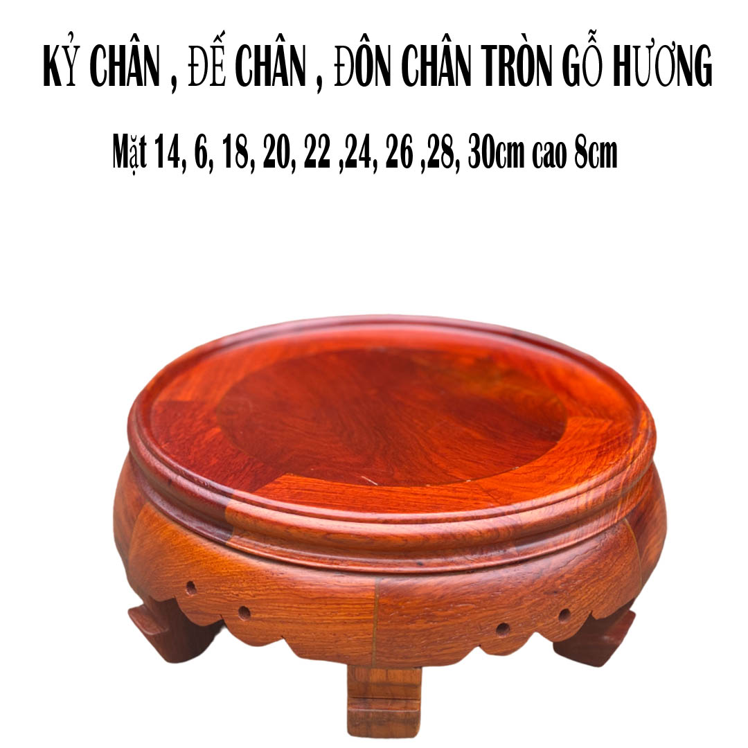 Đôn tròn kỷ 2 lỗ Đế chân tròn Đế kê gỗ hương nhiều kích thước mặt