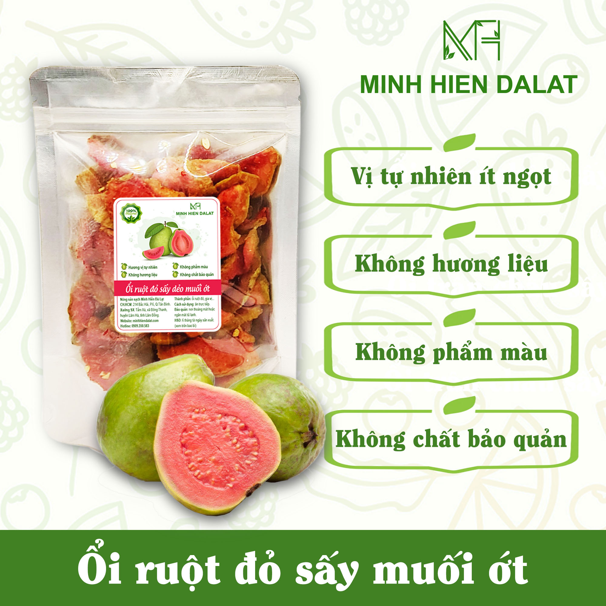 Ổi ruột đỏ sấy muối ớt ít đường ít ngọt.