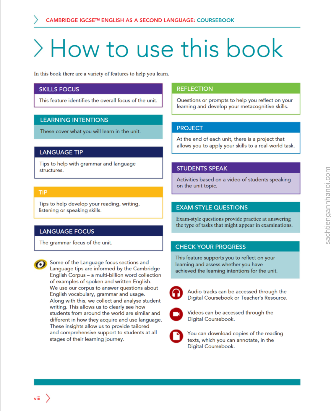 Sách Cambridge IGCSE English as a Second Language (ESL) Coursebook&Workbook 2022 (6th Edition)