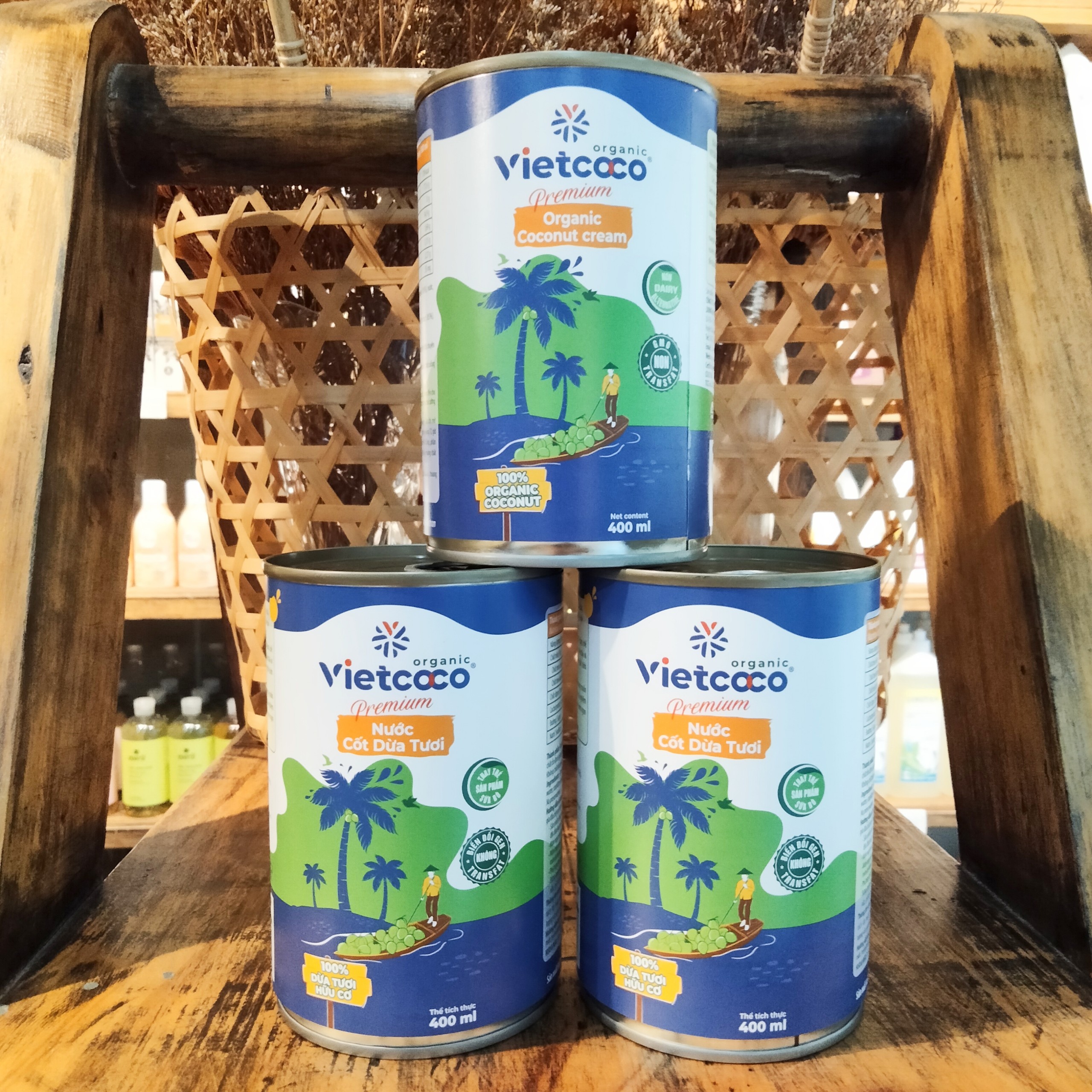 Nước cốt dừa tươi Premium Organic VIETCOCO - Lon 400ml - Leafhouse hcm