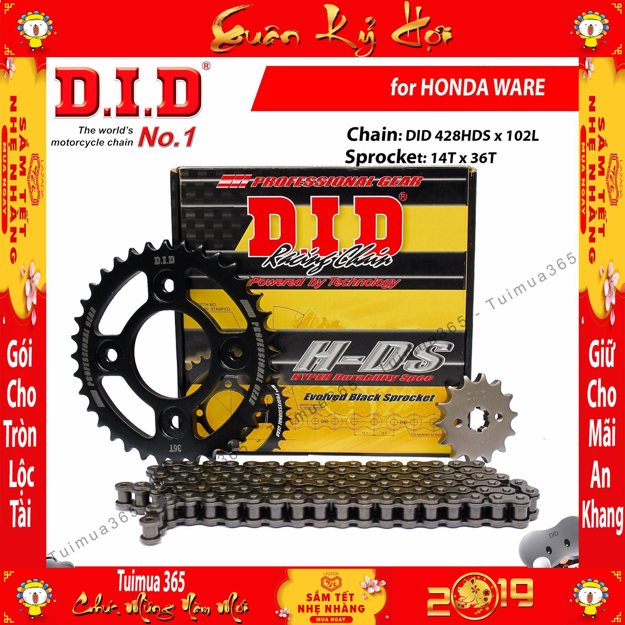 [HCM]Nhông sên dĩa DID Honda Ware Alpha/ Future 1 – Sên đen 10ly DID HDS ( Thái Lan )
