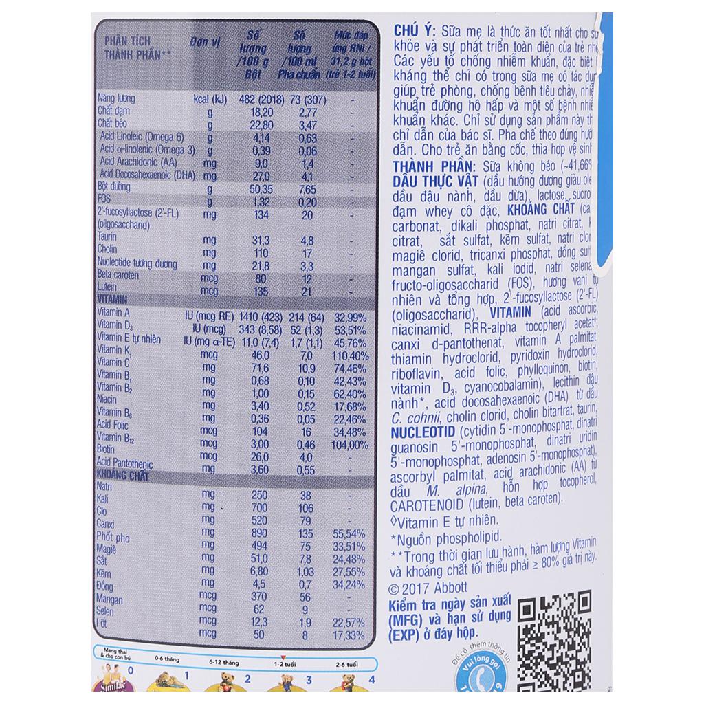 Sữa Bột Abbott Similac IQ Plus HMO 3 - Hộp 400g (Cho trẻ 1~2 tuổi)