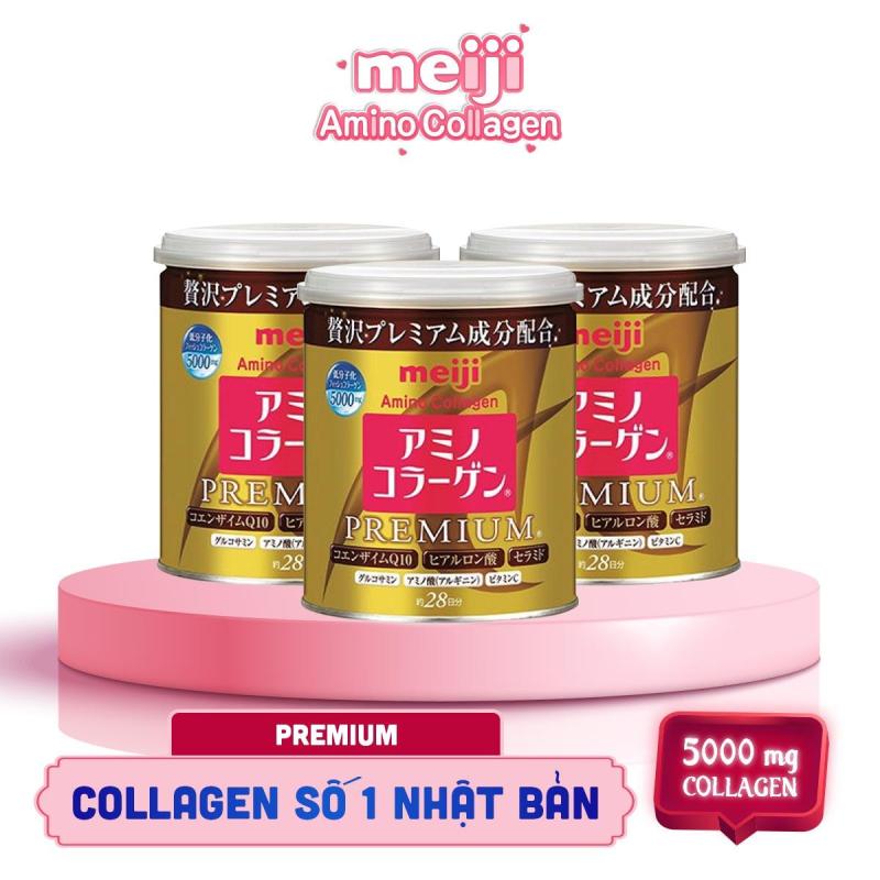 Combo 3 hộp bột uống bổ sung Collagen -  Meiji Amino Collagen Premium 200g - HSD : Tháng 04/2021 nhập khẩu