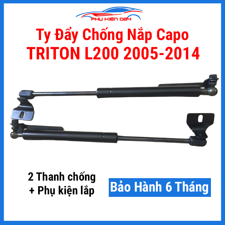 Bộ 2 ty thủy lực, ben hơi chống nắp capo ô tô Mitsubishi Triton L200 2005-2014 kèm phụ kiện lắp