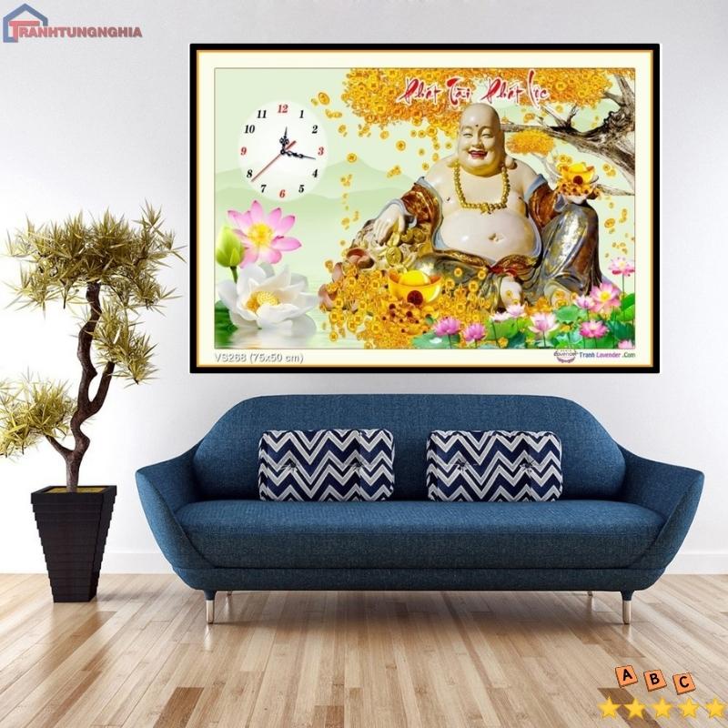 Tranh đính đá phật di lạc 75cm x 50cm