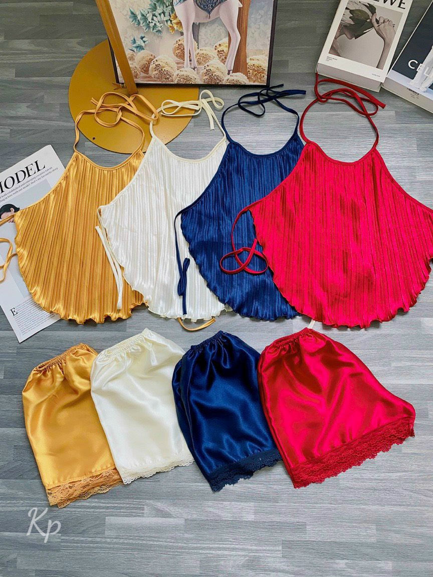 Set bộ yếm vải phi lụa sexy đủ màu