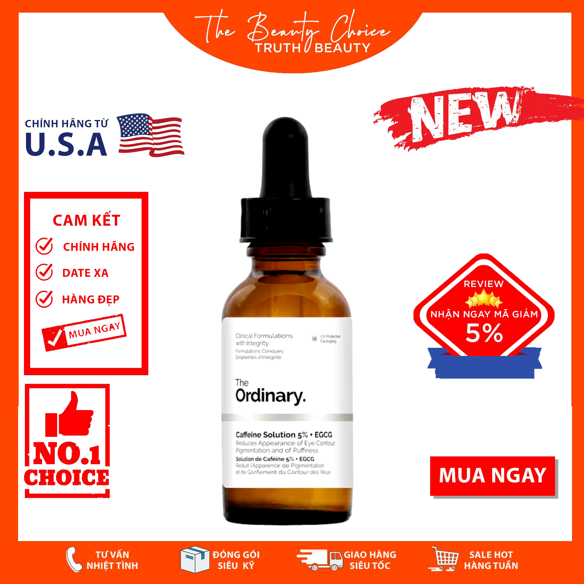 [HCM]Serum dưỡng mắt The Ordinary Caffeine Solution 5% + EGCG 30mL