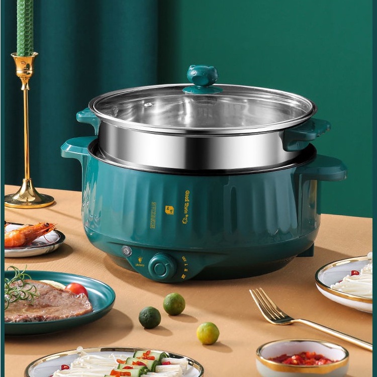 Nồi lẩu điện mini, ca nấu mì hai tầng đa năng mini siêu tốc dung tích 1.8 lít, 26 cm nấu cơm, nấu lẩu, nấu đa năng