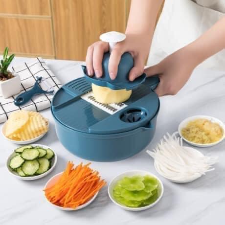 Bộ dụng cụ rổ thau cắt rau củ hoa quả đa năng 5in1 - Dụng cụ bào nghiền sợi - Bộ dao bào nạo gọt trái cây - Vật dụng nhà bếp - Bộ dụng cụ nấu ăn - Bộ cắt lát ép tỏi ớt - Đồ dùng nhà bếp - Dụng cụ thái cắt tỉa