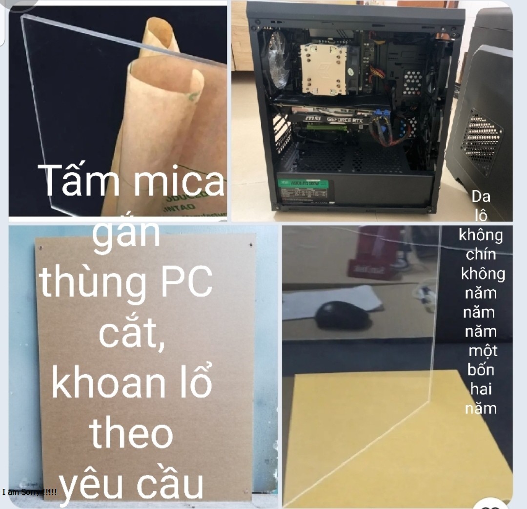 Tấm mi ca gắn thùng PC máy tính cắt theo yêu cầu. Mica. Nắp thùng PC