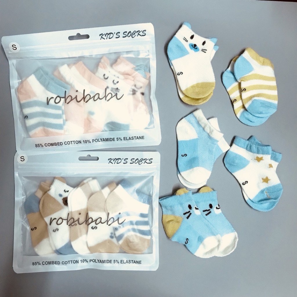 (S, M) Set 5 tất lưới cổ ngắn cho bé