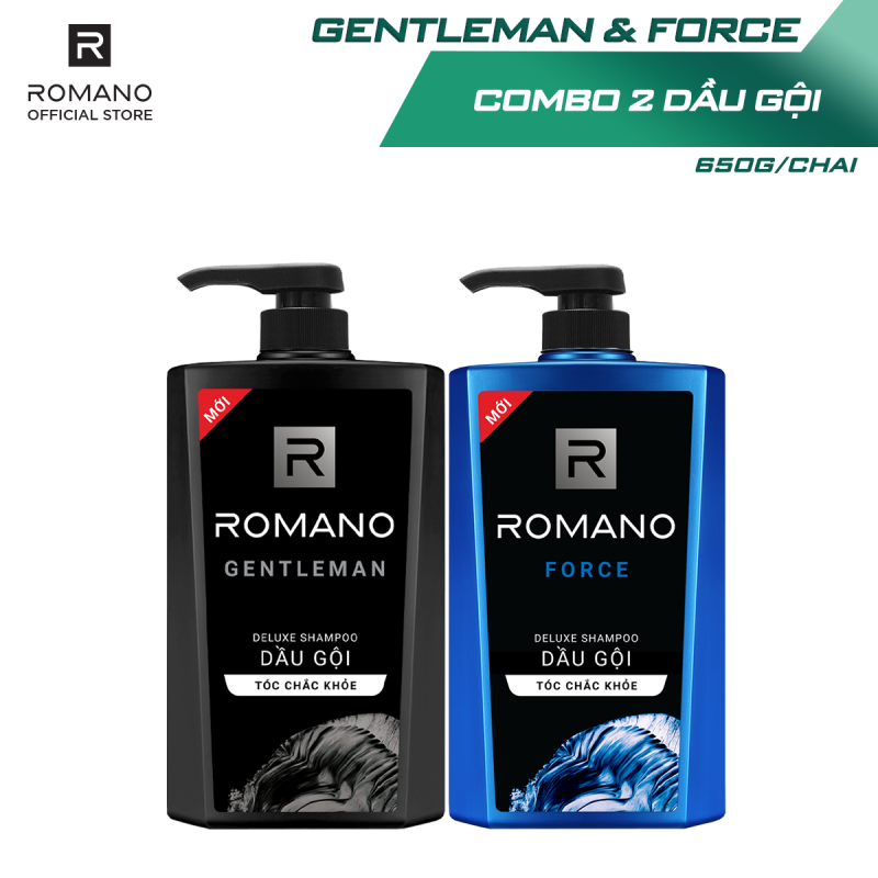 Combo Dầu gội Romano Gentleman 650gr và Dầu gội Force 650gr