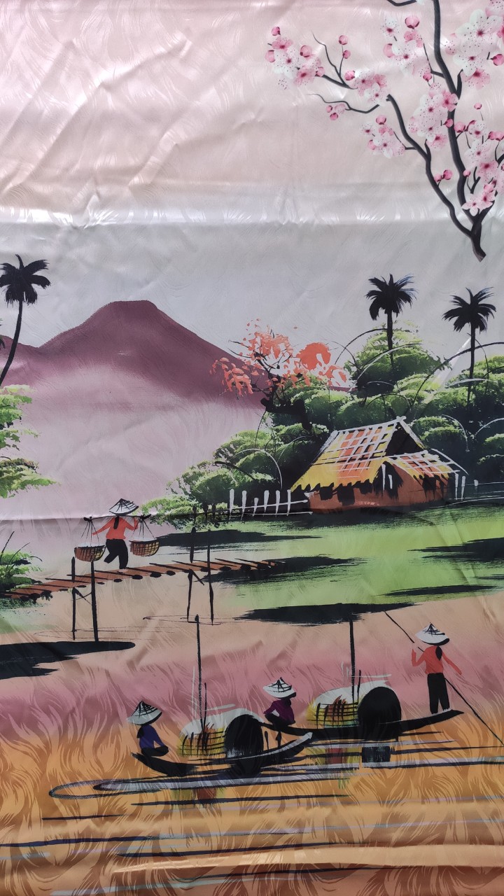 Vải áo dài cao cấp hoạ tiết phong cảnh (Gấm lụa các loại)